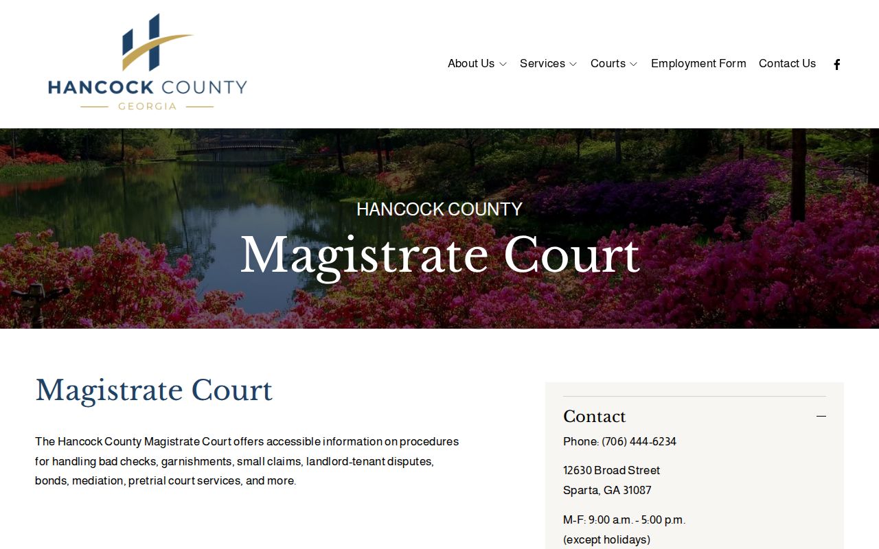 Hancock County criminal history magistrate bond contact