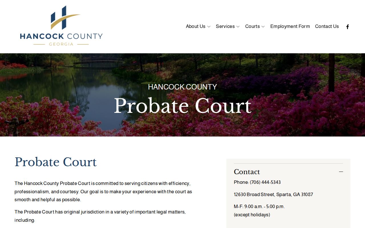 Sparta criminal records and Hancock Probate Court traffic contact
